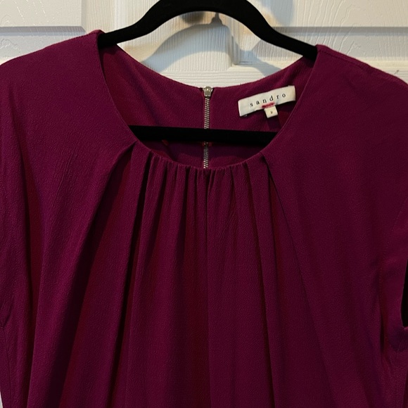 Ribambelle Peplum Mini Dress in Raspberry Viscose - Picture 3 of 6
